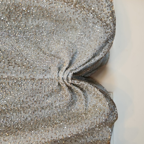 Beaded Deep V Neck Old Hollywood Gown in Sea Foam - Picture 14 of 16